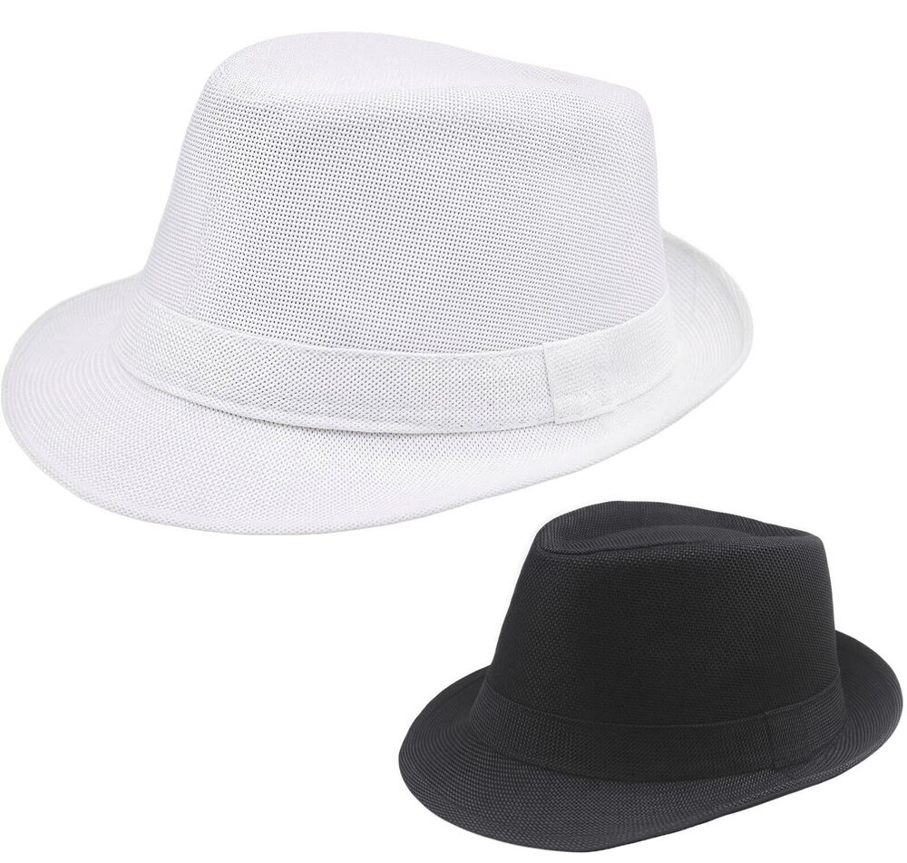 9428 2PCS Classic Fedora Hat US, Alpha, Small, Medium, Black/White